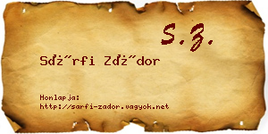Sárfi Zádor névjegykártya